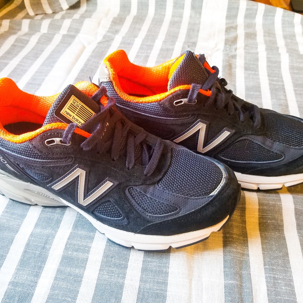 NewBalance 990v4 Navy/Orange - Picture 5 of 5